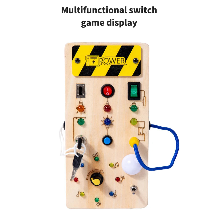 Busy Board Sensory Toy With LED Light Switches