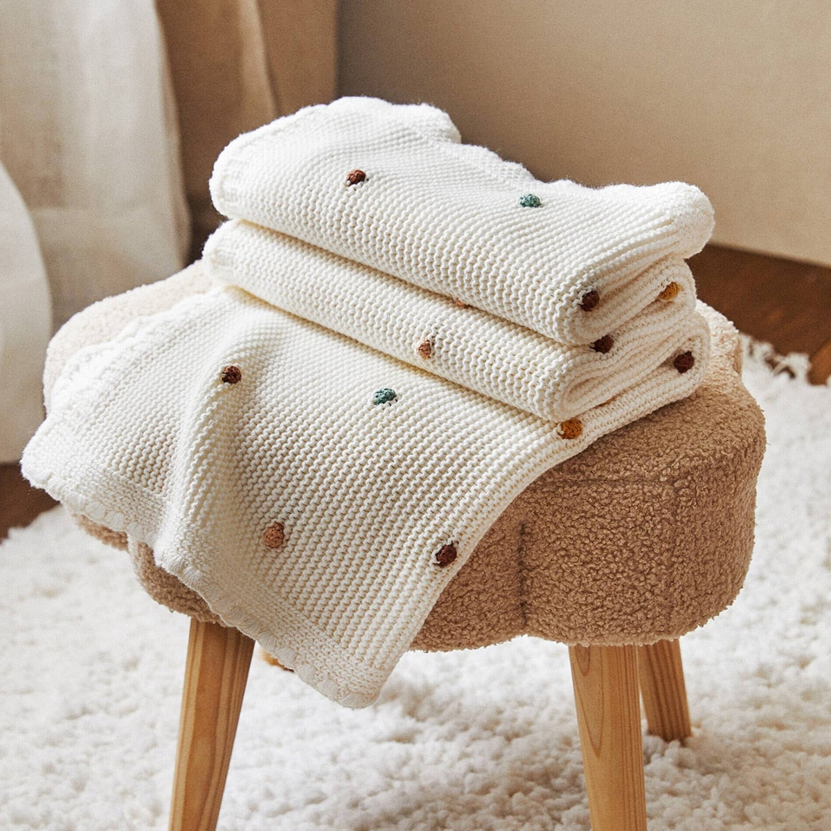Nordic Style Waffle Knit Blanket