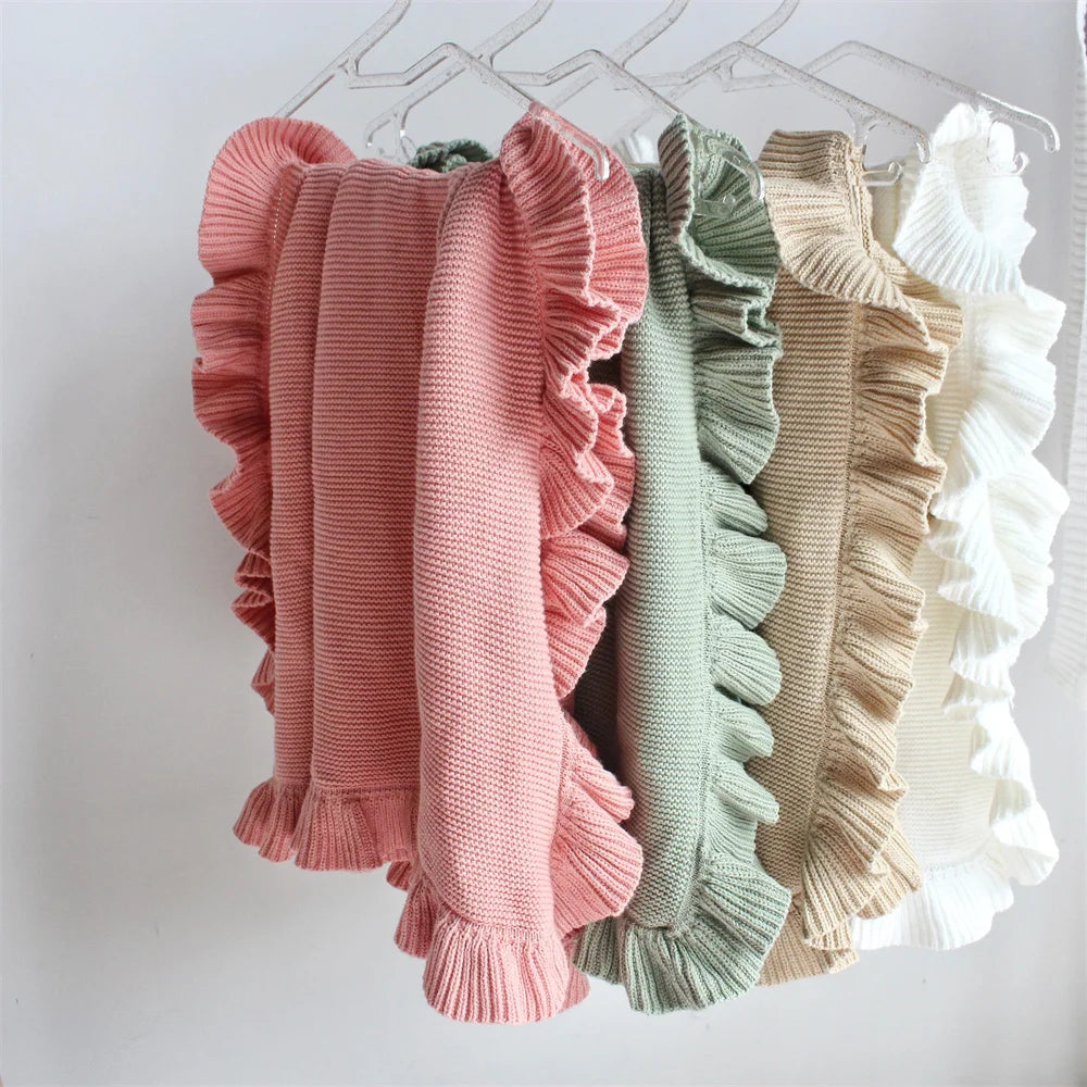 Classic Knit Ruffle Baby Blanket