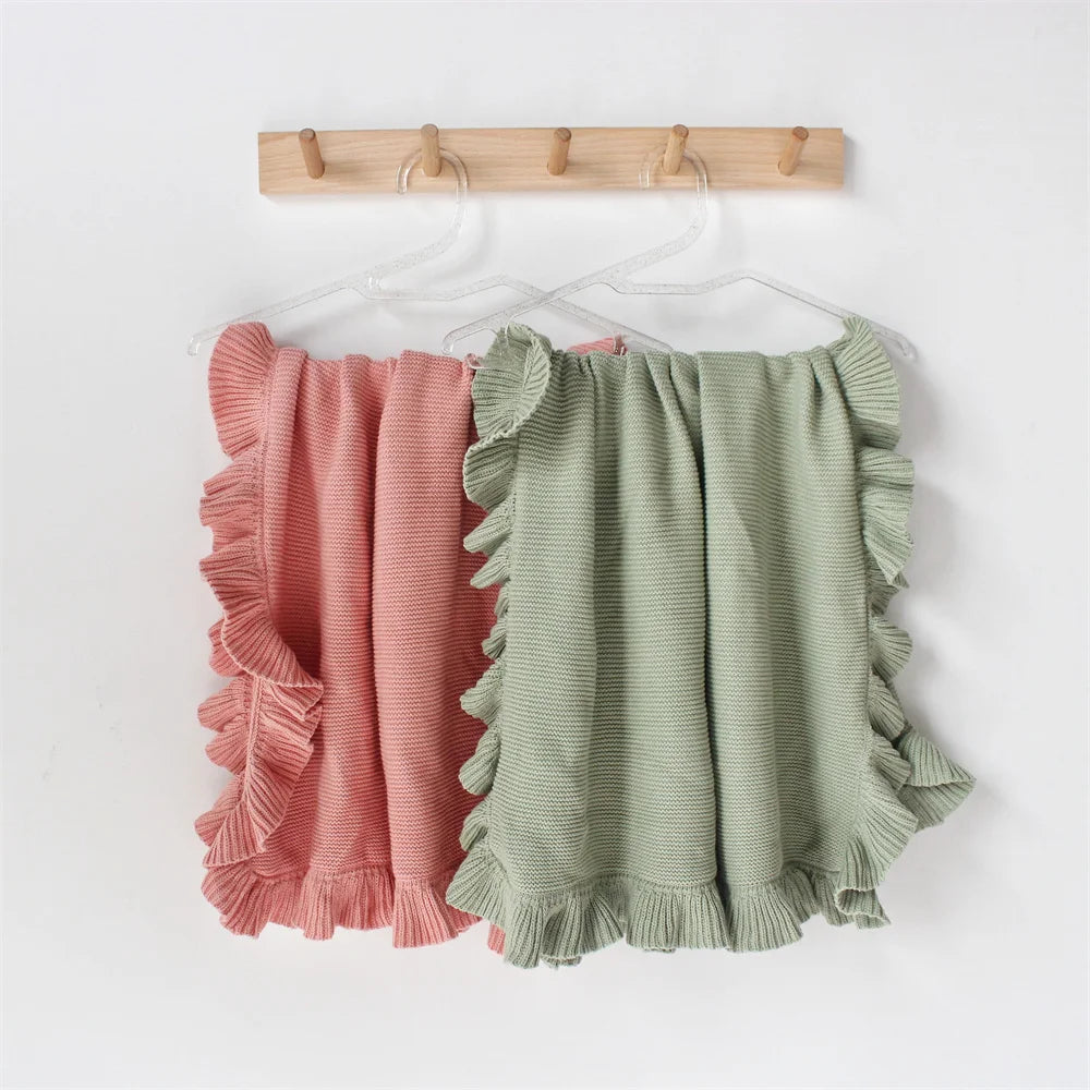 Classic Knit Ruffle Baby Blanket