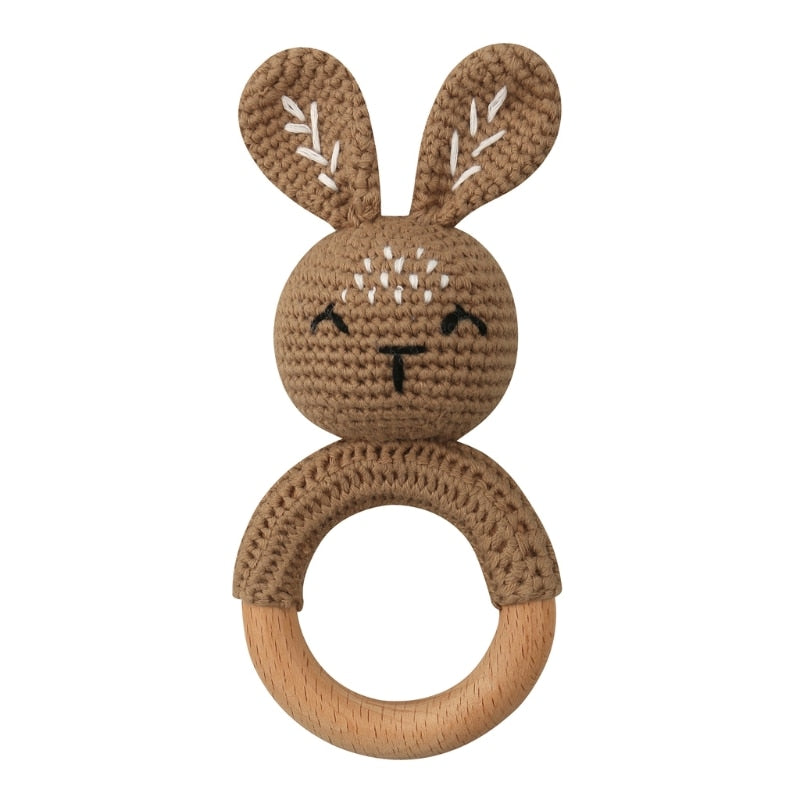 Wooden Crochet Bunny Rattle