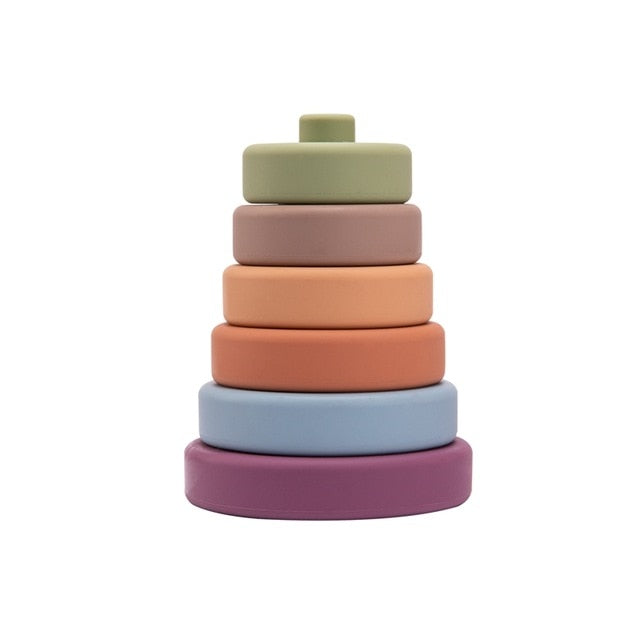 Timber Silicone Toy Stacking Tower