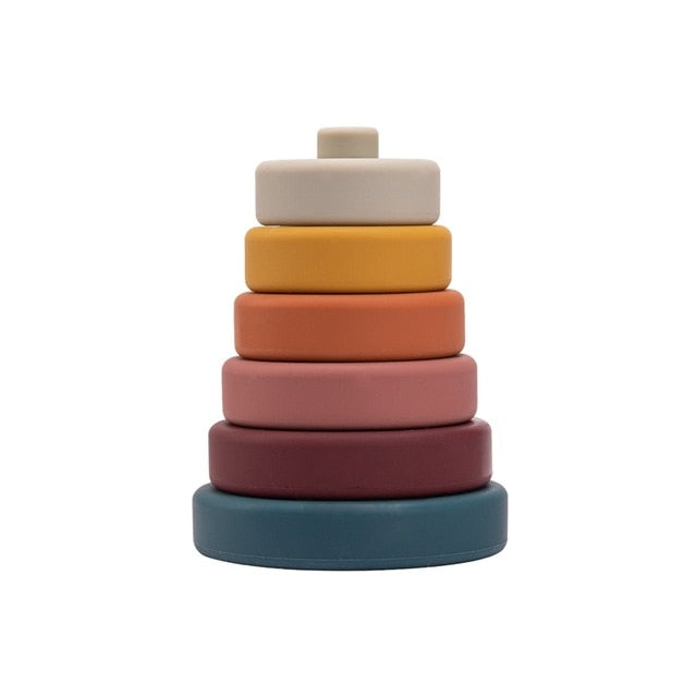 Timber Silicone Toy Stacking Tower